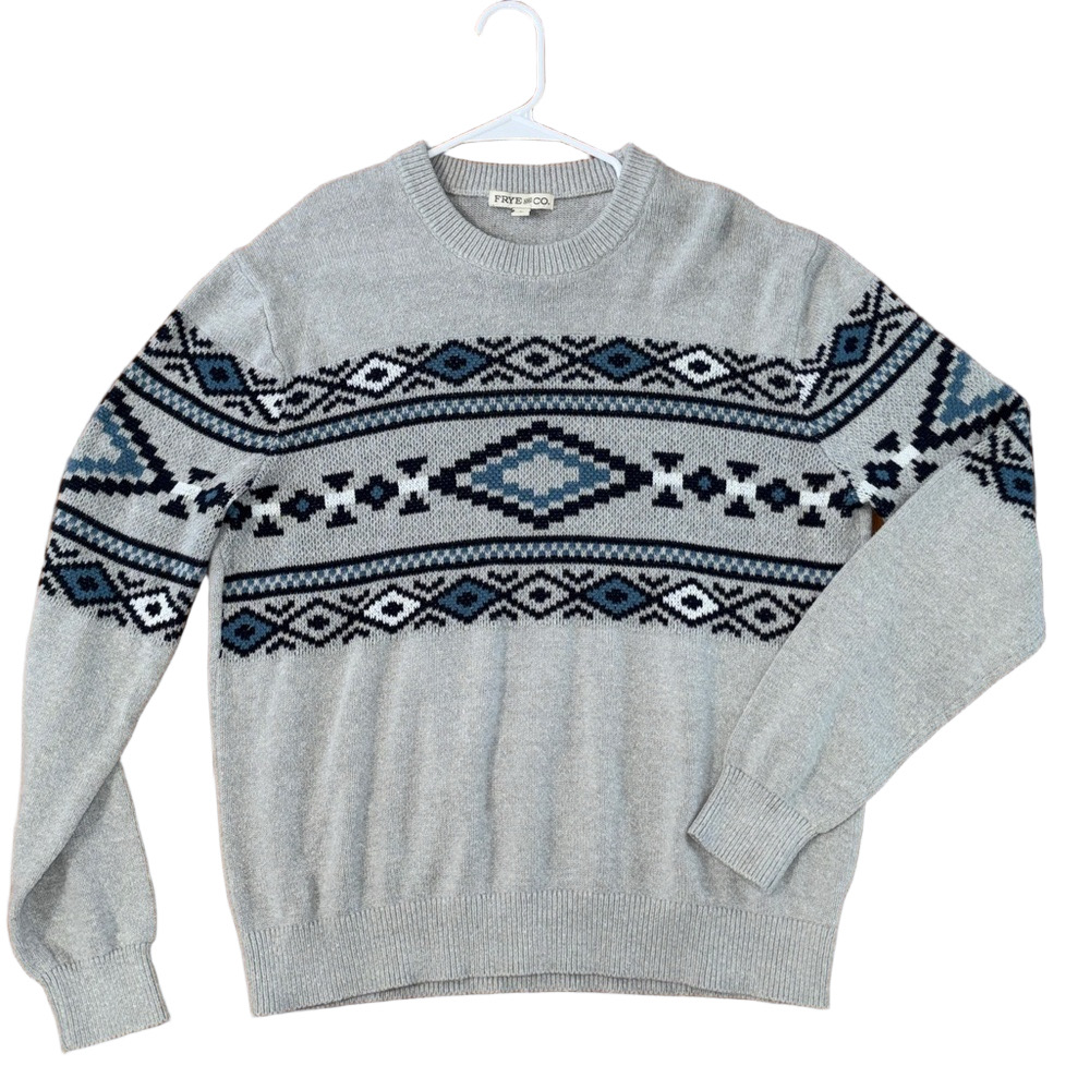 FRYE Gray Blue Knit Sweater Size Large